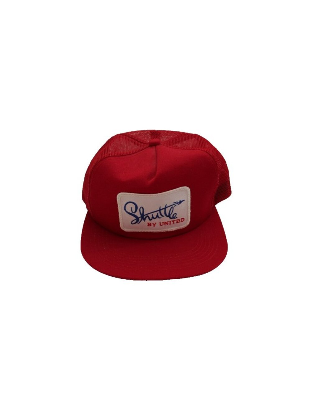 Vintage United Airlines Shuttle Trucker Hat Red Mesh Snapback Cap Patch